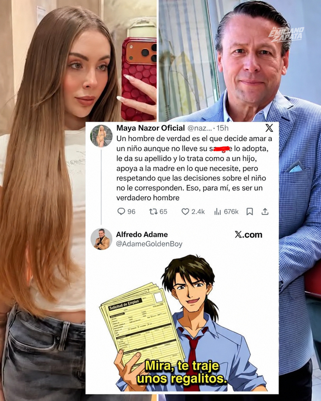 Maya Nazor dijo qué es un 'verdadero hombre' y Alfredo Adame le respondió con un meme